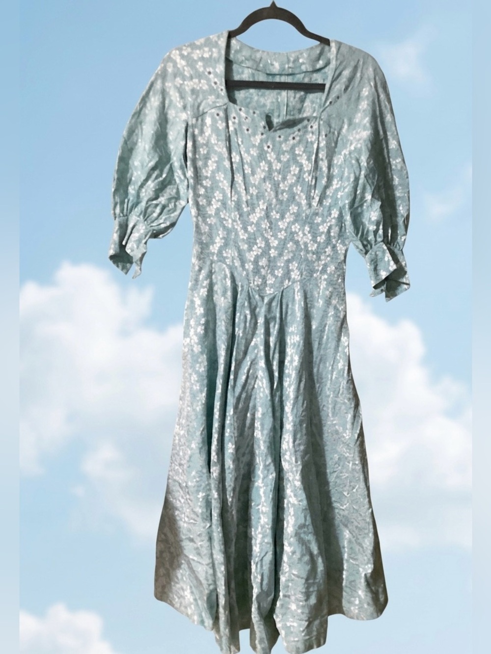 Vintage 1950s Light Blue Floral Dress ( AS IS )